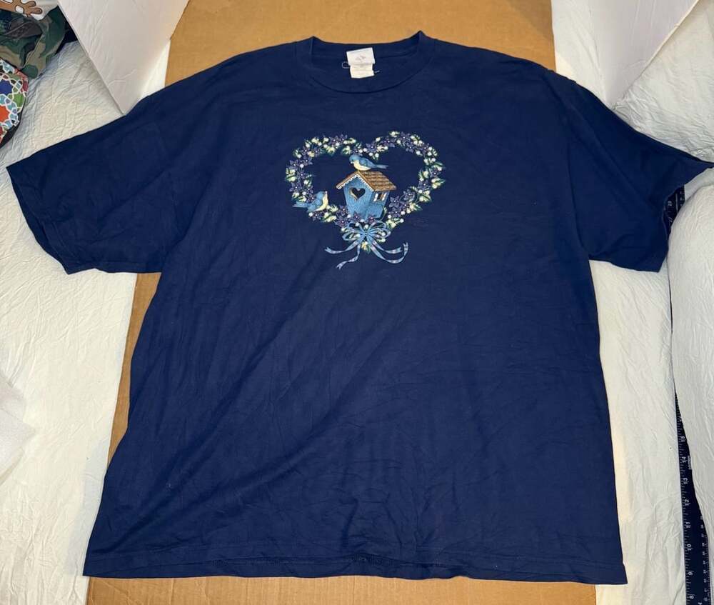 Vintage Morning Sun Birdhouse Blue T-Shirt 2XL